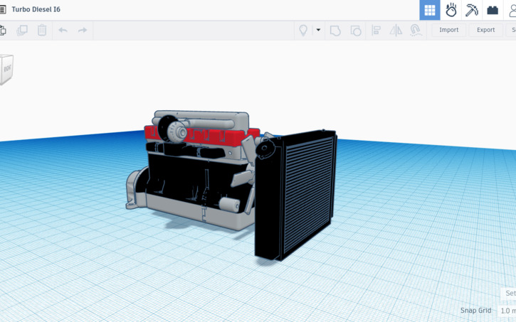3D design Turbo Diesel I6 - Tinkercad