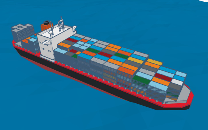 Visual Basic Container Ship 3D design Cargo Ship Ship - Container Ship (Boat) Submersible Vehicle ...