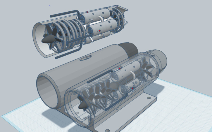 3D design Cross Section of a Jet Engine! - Tinkercad