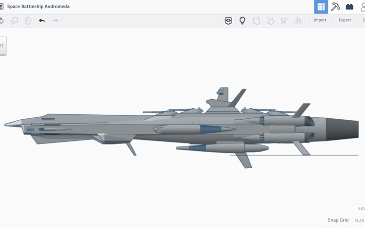 3D design Space Battleship Andromeda AAA-001 2202 3D Model - Tinkercad