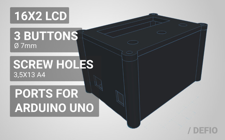 3D design BOX FOR ARDUINO ( LCD, BUTTONS, SCREWS, PORTS FOR ARDUINO ...