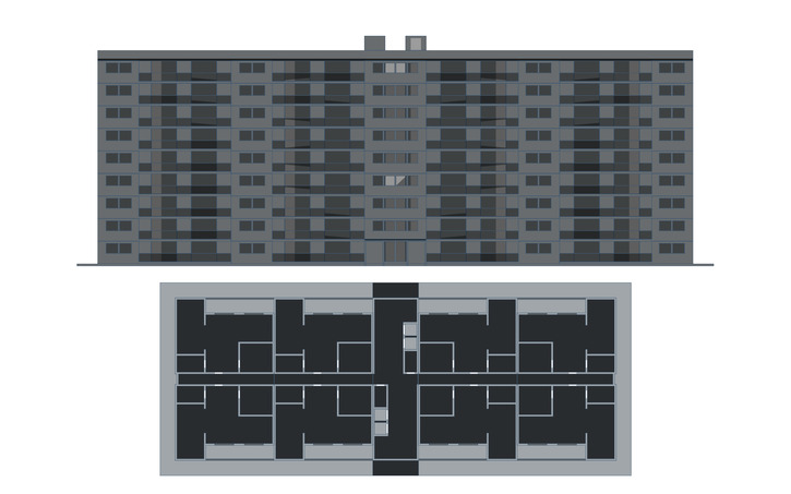 3D design Soviet Style Apartment Building (Modular) - Tinkercad