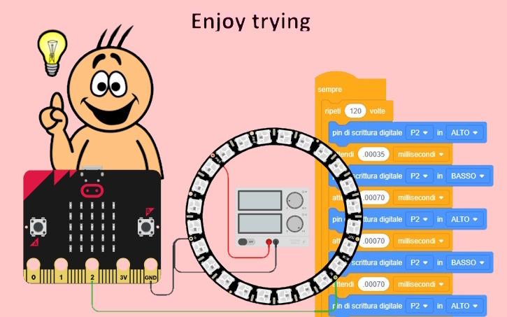 Circuit design Microbit drives Ring NeoPixel [block code] - Tinkercad