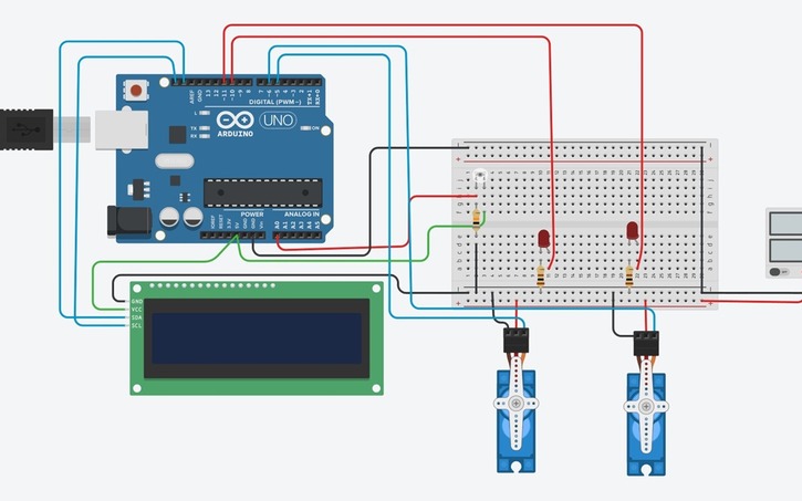 Circuit design medir temperatura y lcd - Tinkercad