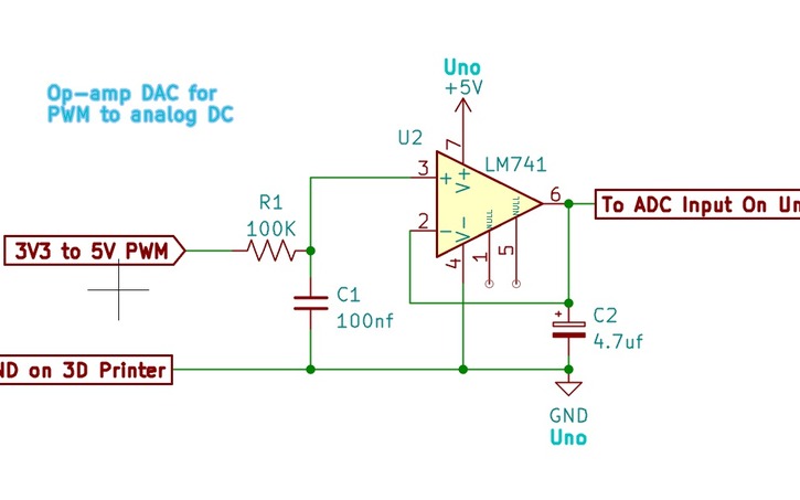 Circuit design DAC using an OP-AMP - Tinkercad