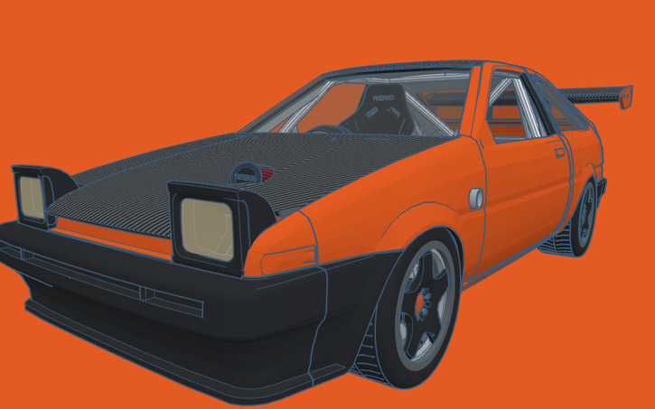3D design 1985 AE86 High-Performance Build - Tinkercad