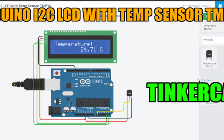 Circuit design Arduino I2C LCD With Temp Sensor TMP36 - Tinkercad