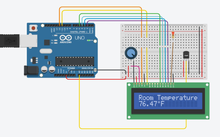 Circuit design Digital Room Temp. Measurement System - Tinkercad