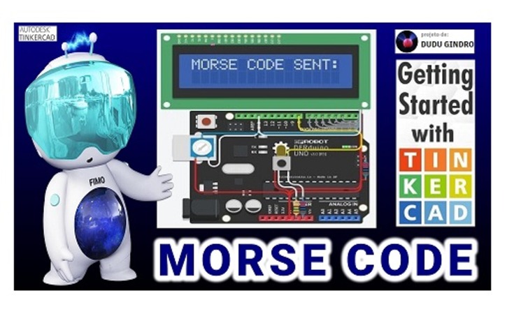 Circuit design PUSHBUTTON = MORSE CODE DECODER - Tinkercad