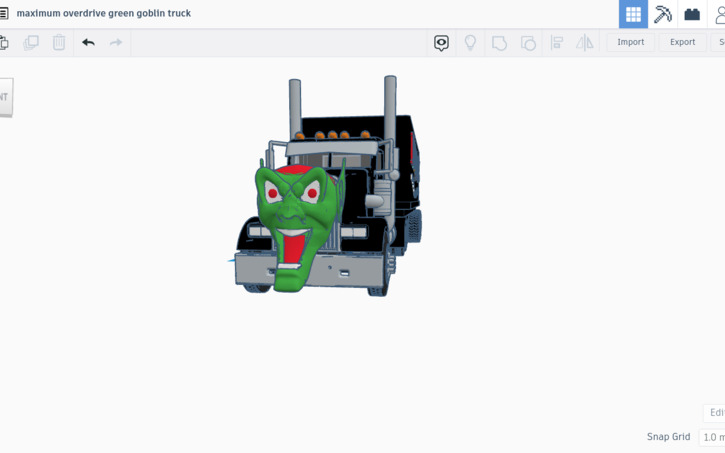 3D design maximum overdrive green goblin truck - Tinkercad