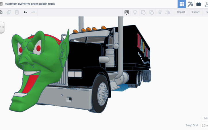 3D design maximum overdrive green goblin truck - Tinkercad