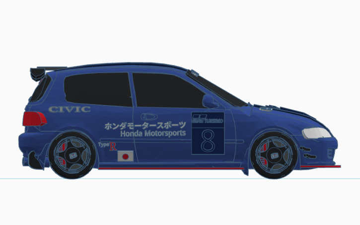 3D design Honda Civic EK9 Type R Custom Honda Motorsports Livery ...