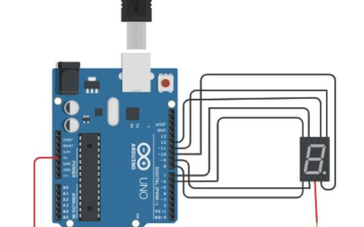 Circuit design 7 Segment Display interface with Arduino - Tinkercad