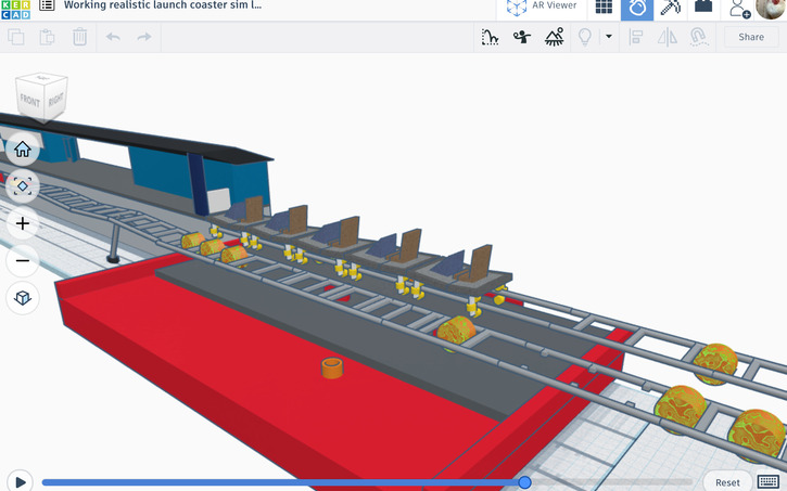 3D design Working realistic launch coaster sim lab - Tinkercad