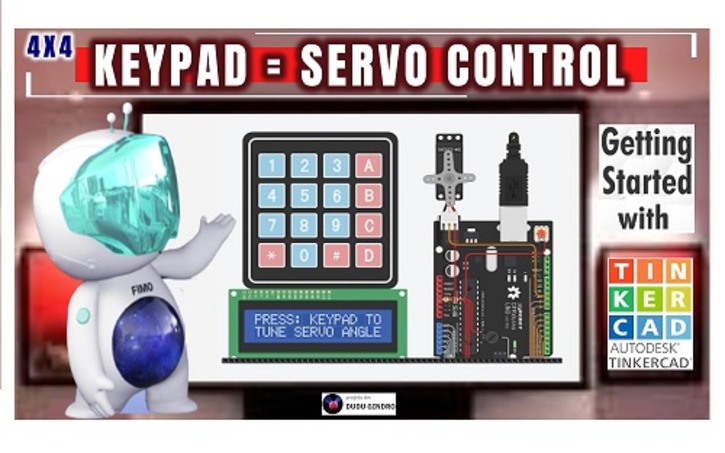 Circuit design KEYPAD 4X4 = SERVO CONTROL - Tinkercad