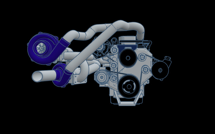 3D design Custom Twin Turbo 24V Cummins - Tinkercad