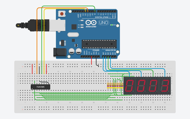 Circuit design Arduino counter - Tinkercad