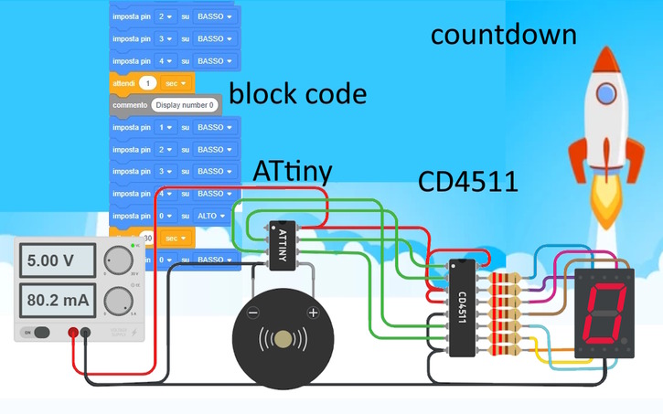 Circuit design ATtiny drives 7 segment Display via CD4511 [block code ...