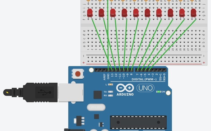 Circuit design Odd Even LedBlinking - Tinkercad