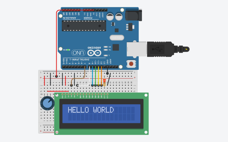 Arduino Tinker Circuit design LCD and Arduino - Tinkercad