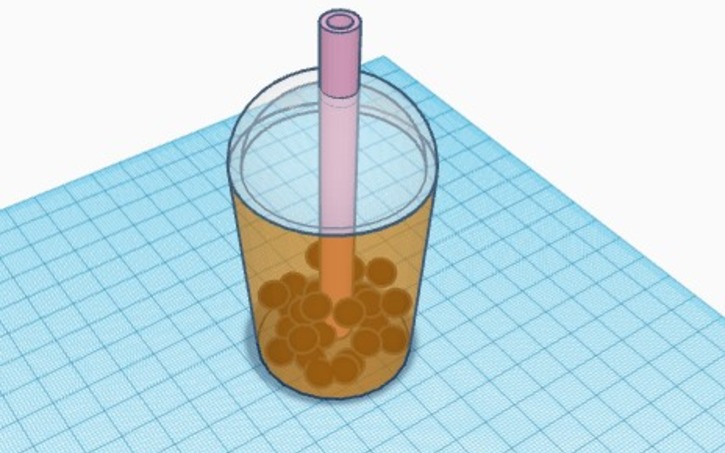 3D design Boba Tea! (Thai Tea Flavored) - Tinkercad