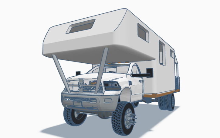 3D design RV motorhome with porch - Tinkercad
