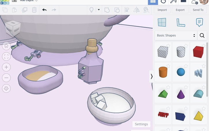 3D design tea set - Tinkercad