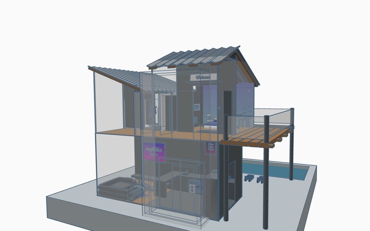 3D design Mid-Century Modern House - Tinkercad