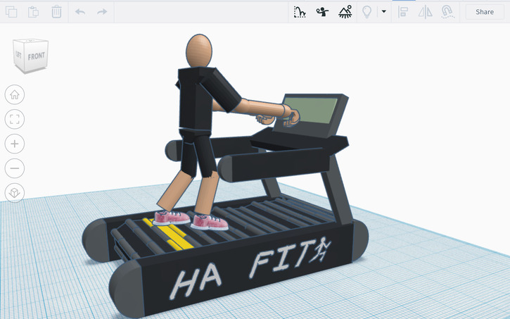 Treadmill Design/animation 3D design Treadmill( no walk animation, only treadmill) - Tinkercad