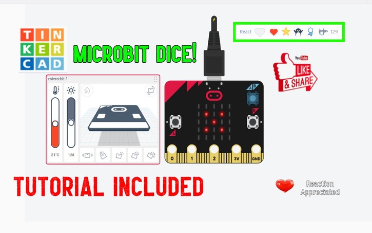Circuit design Microbit Dice Tutorial - Tinkercad