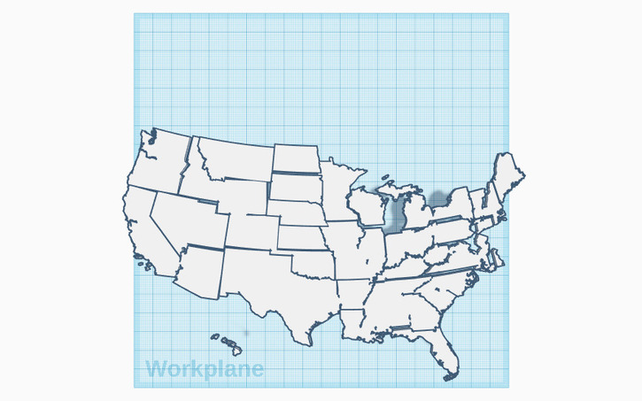 3D design US Map. - Tinkercad