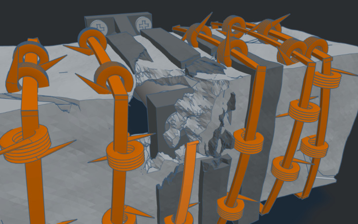 3D design Steel Barb wrapped front bumper - Tinkercad