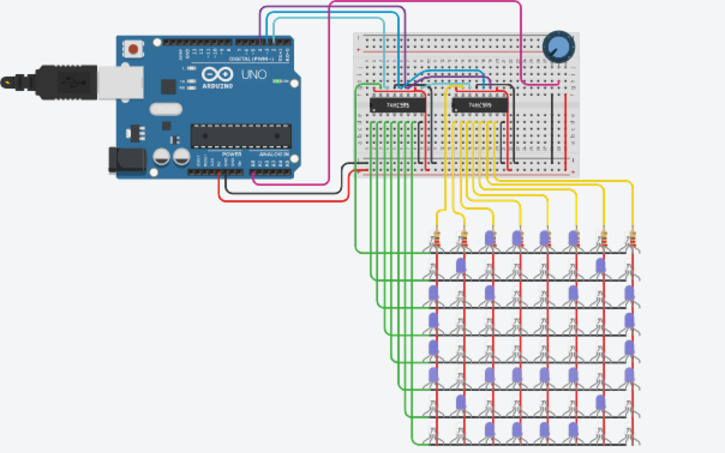 Circuit design 8x8 LED Matrix - Tinkercad
