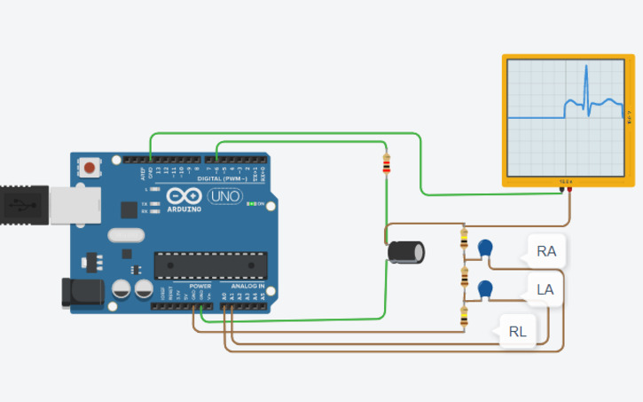 Circuit design Simple ECG Simulator - Tinkercad