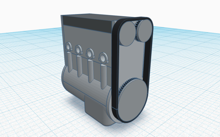 3D design 4-Stroke Engine Assembled (Inline Layout) - Tinkercad