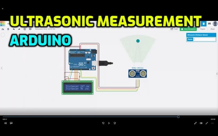 Circuit design Arduino Ultrasonic distance sensor - Tinkercad