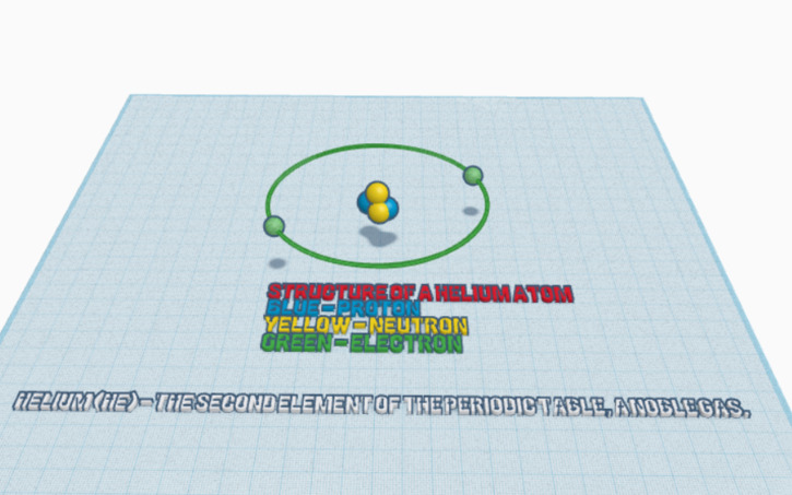 3D design Structure of Helium Atom - Tinkercad
