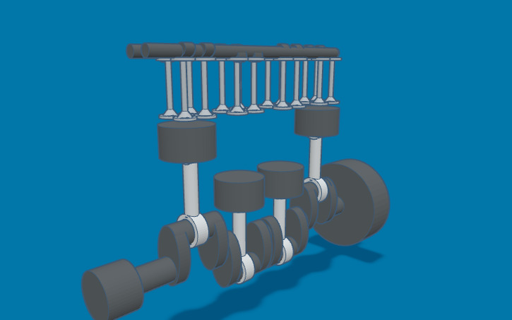 3D design working I4 Engine (SIM LAB) - Tinkercad