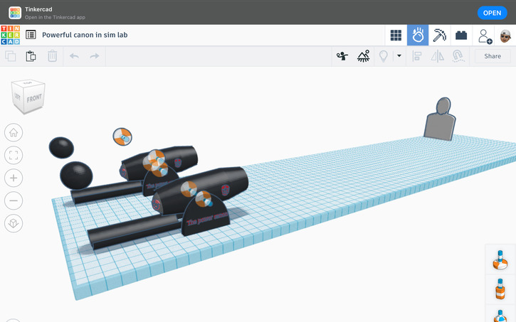 3D design Powerful canon in sim lab - Tinkercad