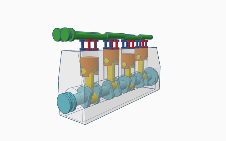 3D design Inline 4 Engine (Timing Update) - Tinkercad
