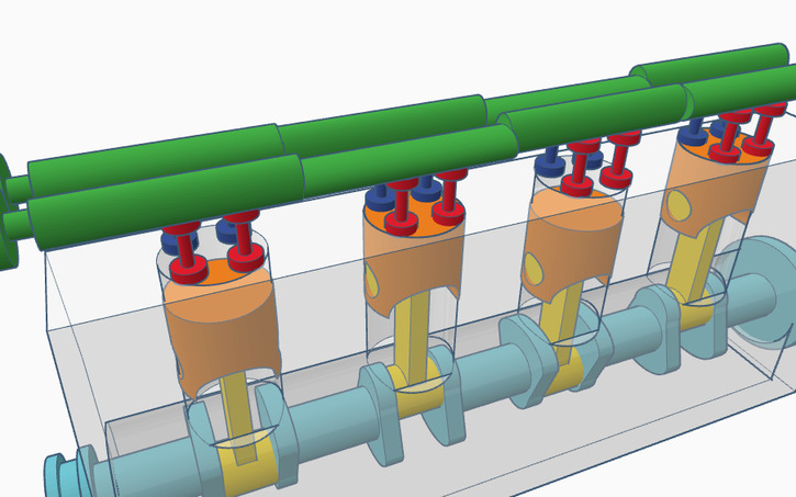 3D design Inline 4 Engine (Timing Update) - Tinkercad